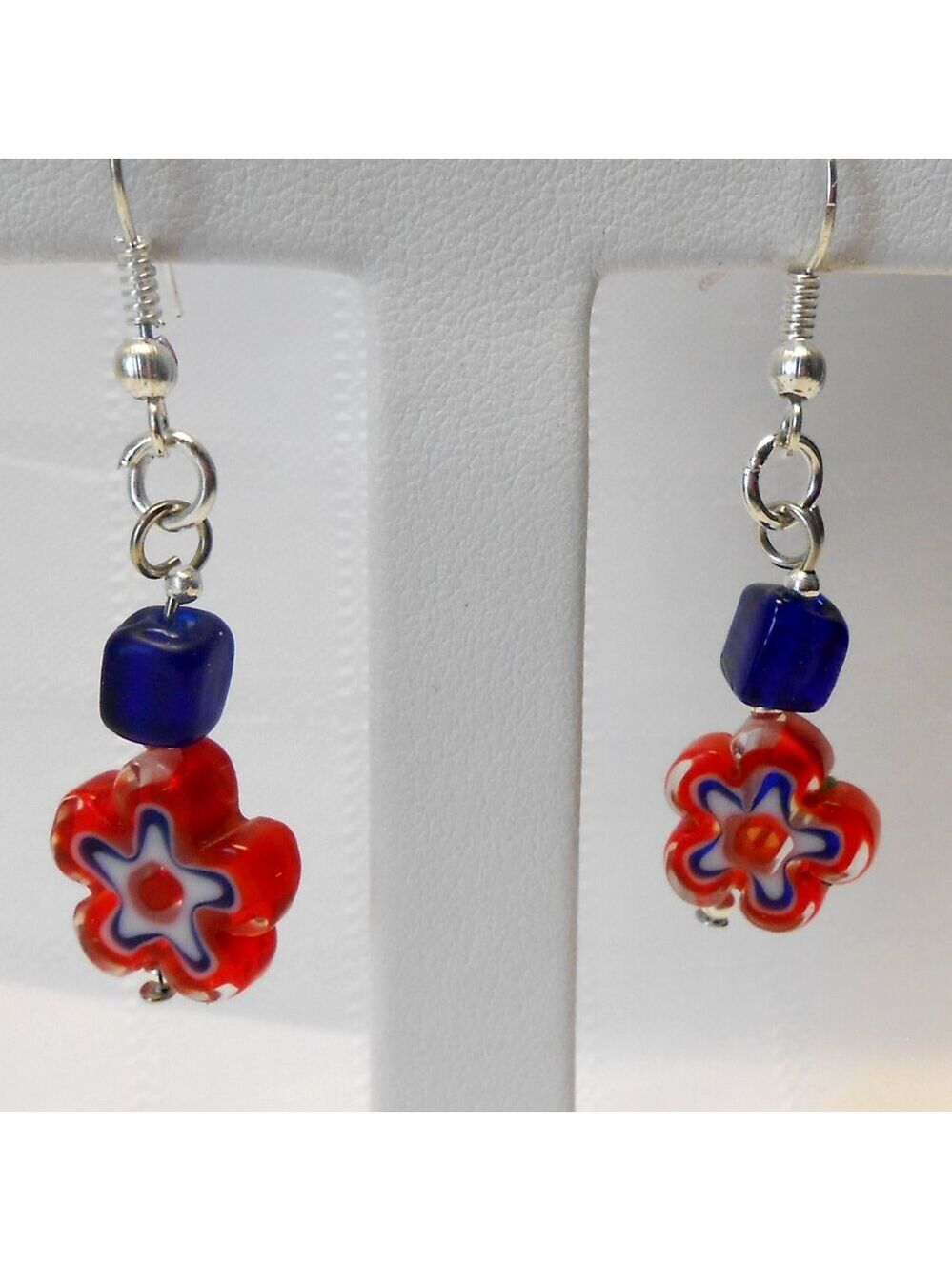 No 874 Handmade asymetrical earrings with blowtorch glass beads